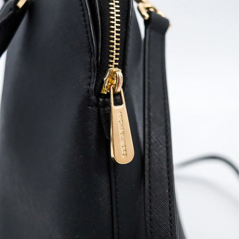 Michael Kors Cindy‎ Dome Satchel Womens L Black Saffiano Leather Crossbody Bag